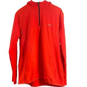 Men’s Asics High Visibility Orange Long Sleeve Hooded Athletic Shirt Medium